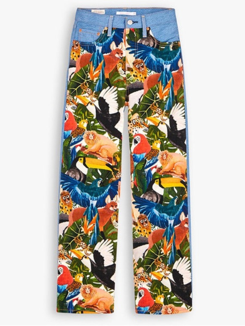Levi’s Farm Rio Ribcage denim animal print jeans straight leg 28 tropical pant